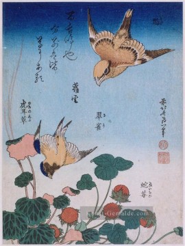 Schwalbe und Begonia und Erdbeere Kuchen Katsushika Hokusai Ukiyoe Ölgemälde